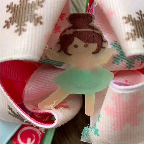 Snowflake ballerina hair bow pink blue Winter Ballerina - Picture 2 of 6